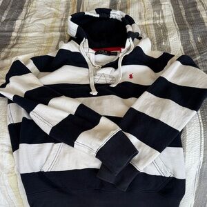 Polo by Ralph Lauren Men's Striped Hoodie in Navy and White. Men’s size small